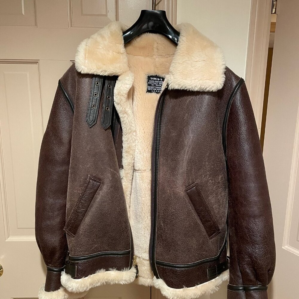 MENS SCHOTT CLASSIC B-3 SHEEPSKIN LEATHER BOMBER